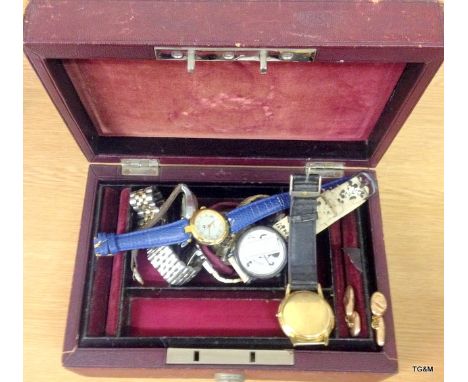 A jewellery box to include watches, cufflinks and gold