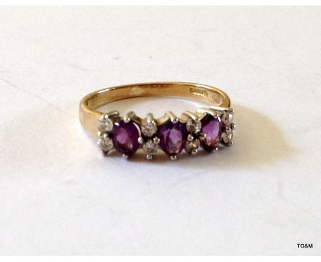 A 9ct gold Amethyst bar ring size K