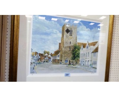 BRIAN TOVEY: A limited edition lithograph. Village street with church. Signed and numbered 17/250. 15½'' x 20''