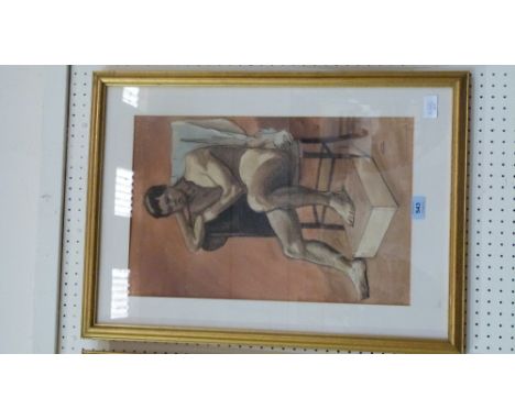 K. ROSS-WELBURN: Male nude study. Signed. Watercolour. 19'' x 12½''