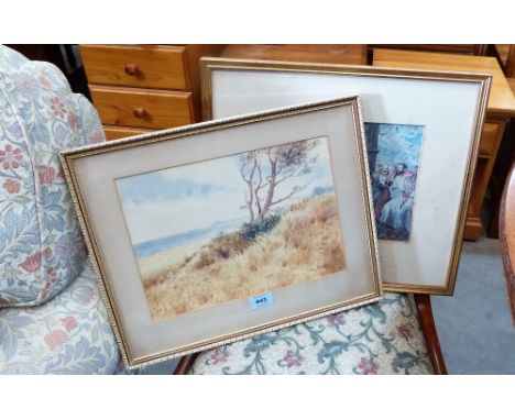 A watercolour signed Guy Pearson of Holme, Hunstanton and a print after Holman-Hunt