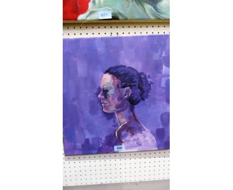 21ST CENTURY SCHOOL: Self portrait in profile. Oil on canvas 15½'' x 15½''. Unframed