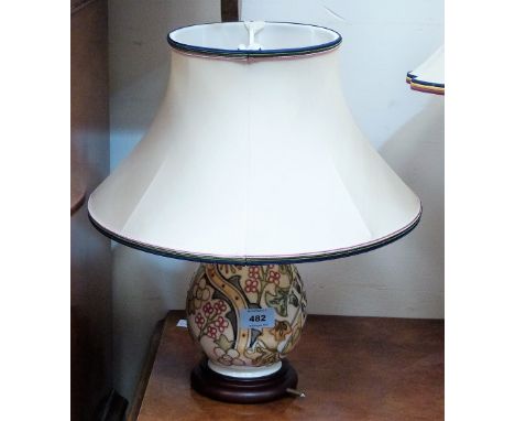 A Moorcroft table lamp, the base 9'' high