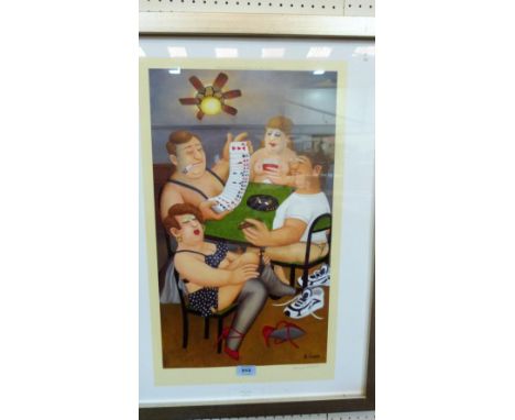 BERYL COOK: Strip poker. Signed. Print. 24'' x 14''