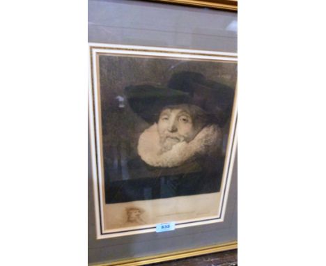 A portrait engraving after Rembradt van Rijn. 12½'' x 9''