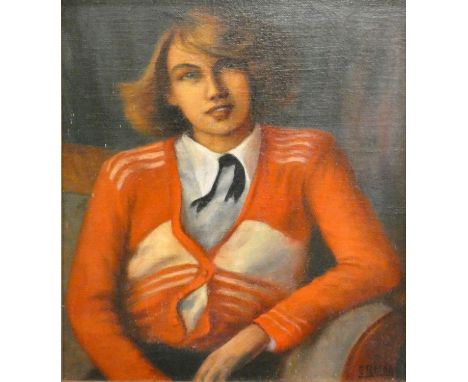 E. R. Hogg - oil on board girl portrait, gilt frame, 69 x 60cm. 