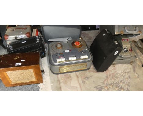 Philips tape to tape recorder EL 3542, three cased projectors, cased typewriter and other items, untested. 
