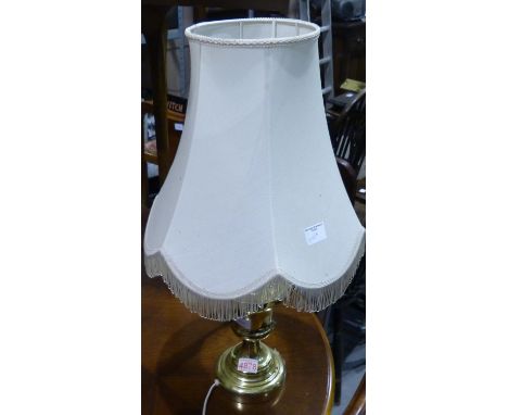 Brass table lamp, H: 60 cm with shade. Not available for in-house P&amp;P 