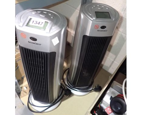 Two Silver Crest oscillating tower fans. All electrical items in this lot have been PAT tested for safety and have passed. Th