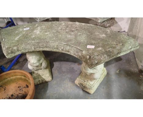 Stone garden bench with squirrel supports. Not available for in-house P&amp;P 