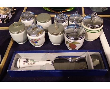 Mixed egg coddlers including Royal Worcester and a Royal Worcester cake knife. Not available for in-house P&amp;P 