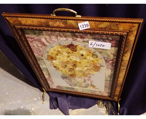 Tapestry fire screen with inlaid frame. Not available for in-house P&amp;P 