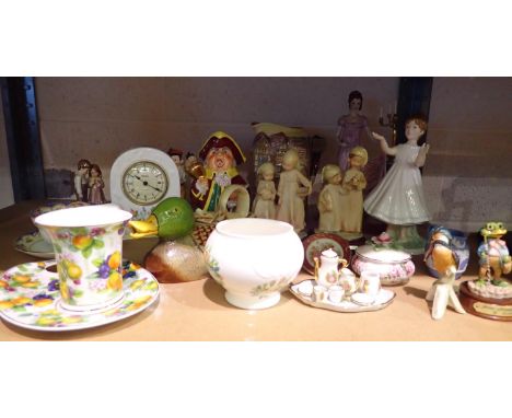 Quantity of mixed ceramics including an Aynsley clock. Not available for in-house P&amp;P 