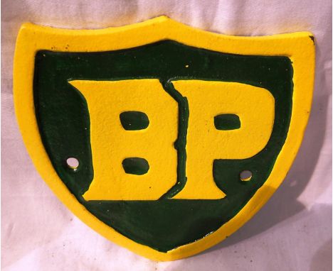 Cast iron BP shield, W: 15 cm. Not available for in-house P&amp;P 