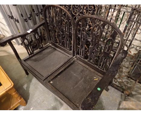 Two seater bench with folding backs. Not available for in-house P&amp;P 