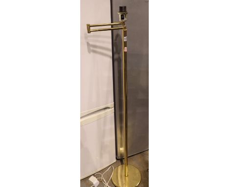 Brass standard lamp with poseable head, H: 130 cm. Not available for in-house P&amp;P 
