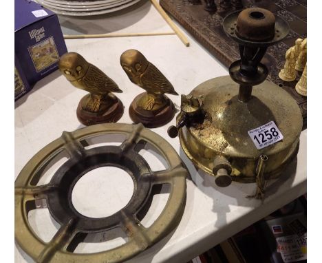 Brass paraffin lamp. Not available for in-house P&amp;P 