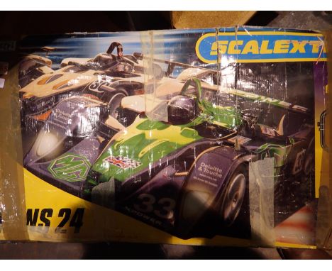 Scalextric Le Mans 24 cars present and a Dunlop Grand Stand. Not available for in-house P&amp;P 