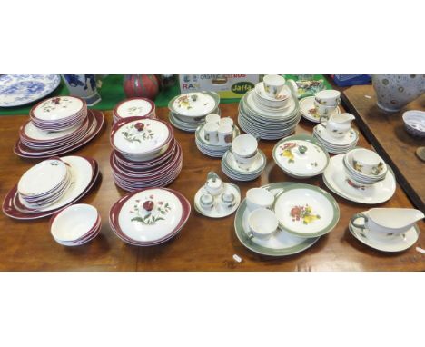 A collection of Wedgwood "Mayfield" pattern dinner wares, to include cake plate, oval platters, plates, bowls, lidded tureens