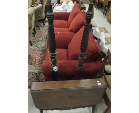 Two pairs of 19th Century mahogany bar back dining chairs, together with another similar, a beech and elm bar back commode ch