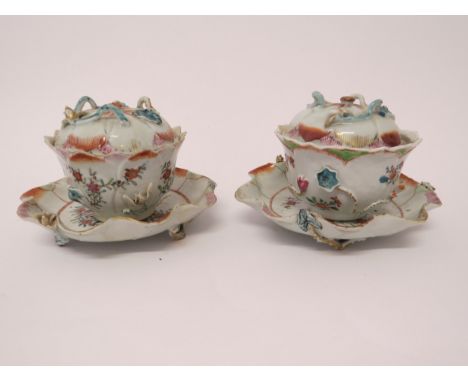A pair of late 18th/early 19th Century cups with saucers 