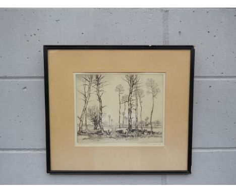 Eliab George Earthrowl ( 1878-? ) Original drypoint etching titled “ A rest at Noon” pencil signed edition of 75 with further
