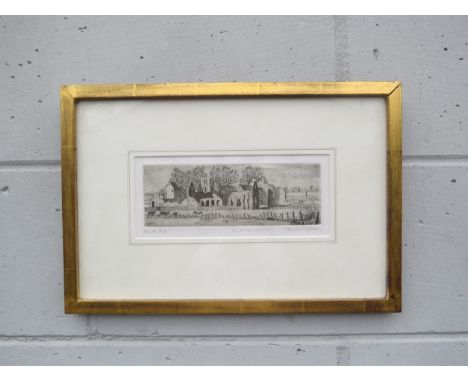 Richard Foster pencil signed etching of castle Acre ruins, with personnel message from the artist verso stating it’s an early