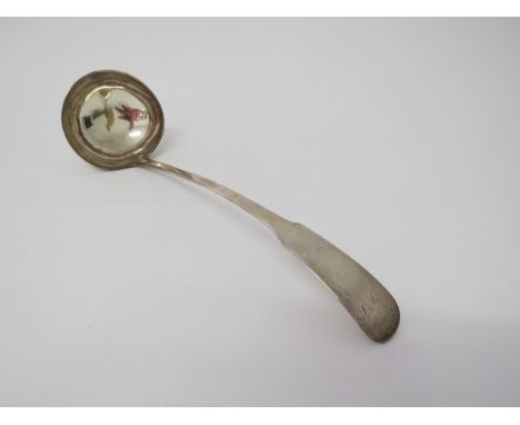 A Francis Howden, Edinburgh silver soup ladle, 1809, monogram to handle, 35cm long, 181g 