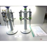 (9) Eppendorf Research Plus Pipettes w/ (2) Stands.