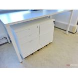 (9) White Laminated Lab Tables, (15) Pedestals, (12) Laboratory Chairs.