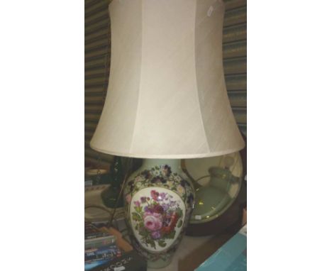 Large ceramic lamp with hand painted and gilt decoration