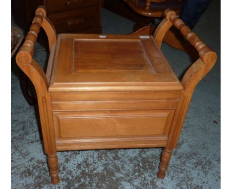 Victorian beech commode stool with lift up top