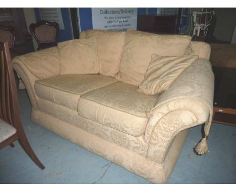 Large 2 seat sofa and matching smaller 2 seat sofa with matching footstool/put up bed