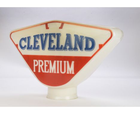 Motoring-a pump globe, a "Cleveland Premium" flat inverted triangle shaped example with red and blue livery to front and plai