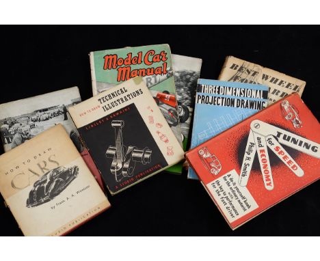 Motor Racing,  vintage motor racing books including"V.16 The story of the BRM Engine" ( with acetate cut out engine pages), R