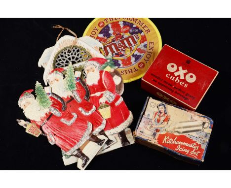 Ephemera- Vintage Decorations, a selection of vintage paper Christmas Decorations together with vintage chocolate boxes, Jigs