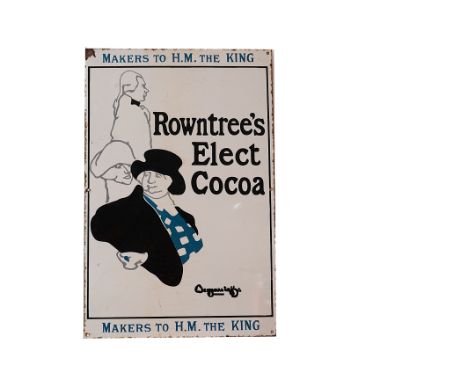 Ephemera-Enamel sign, a "Rowntree's Elect Cocoa", makers to H.M.the King example. Large sign with historic profiles and signa