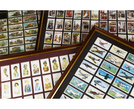 Cigarette Cards, Mixture, six matching framed and glazed (with clear back panel) sets, Wills Garden Flowers, The Reign of HM 