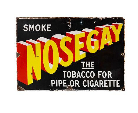 Ephemera - Enamel Sign, a " Smoke Nosegay the tobacco for the pipe or cigarette" sign. Black, white, red and yellow enamel, s