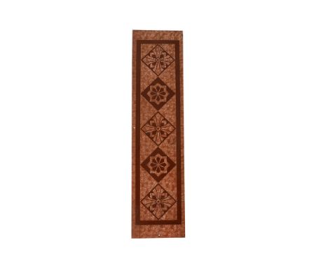 Ephemera - Enamel panel, a art deco imitation tile decorative enamel / metal panel. In brown two tone mottled geometric desig