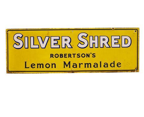 Ephemera - Enamel Sign, a "Silver Shred Robertson's Lemon Marmalade" sign, single sided, yellow, white and blue enamel, 76cm 