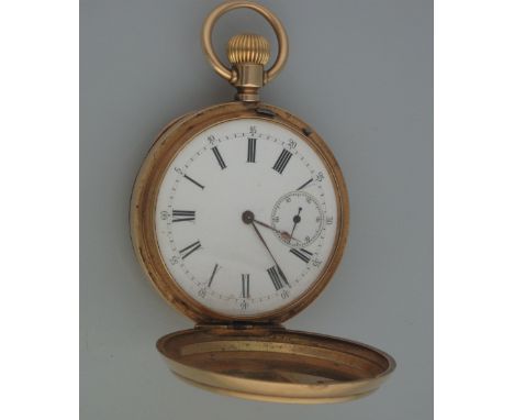 SWISS MERMOD FRERES FULL HUNTER POCKET WATCH with enamelled face, having Roman and Arabic numerals and seconds dial, in a Rus