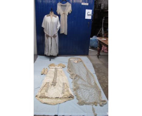 VINTAGE 1920'S WEDDING/COURT OUTFIT MADE BY LOYSE COURT DRESSMAKER & MILLINER, 11 Princes St, Hanover Square. Comprises dress