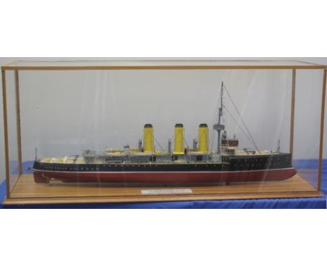 WELL MADE SCALE MODEL OF THE ARROGANT CLASS, SECOND CLASS CRUISER, 'HMS ARROGANT' C.1895, well detailed and in perspex displa