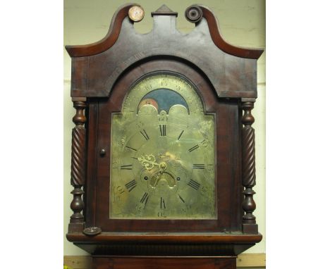 RARE LATE 18TH CENTURY WELSH BRASS FACED, EIGHT DAY, LONG CASE CLOCK BY PRICE JACKS OF CARMARTHEN, the face and movement in a