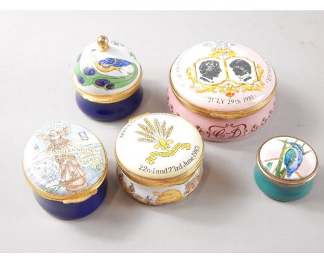 A millennium enamel box by Crummels, and others similar, etc.