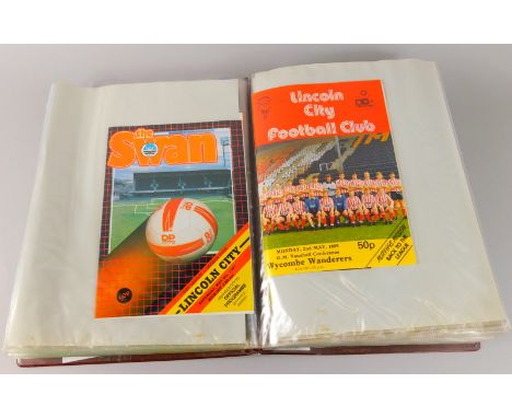 Football programmes, a selection of important and famous games in Lincoln City's recent history, to include Lincoln City -v- 