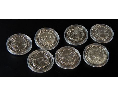 A collection of Panorama of the River Thames coin collection, to include Horatio Nelson one crown, Queen Elizabeth I, Isambar