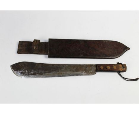 A World War 2 machete, the blade stamped with a broad arrow and JJB dated 1942, with sheath the sheath marked The Blackman Le