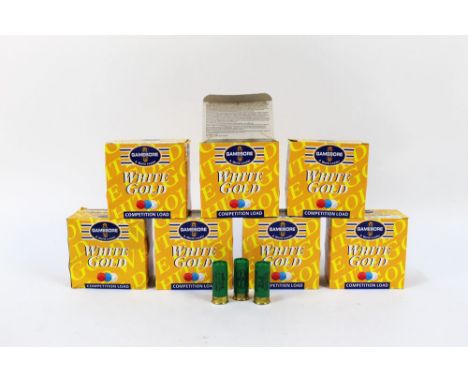 +/- One hundred and sixty Gamebore White Gold competition load 12 bore shotgun cartridges, shot Size 8, 21 gram, 65 mm fibre 